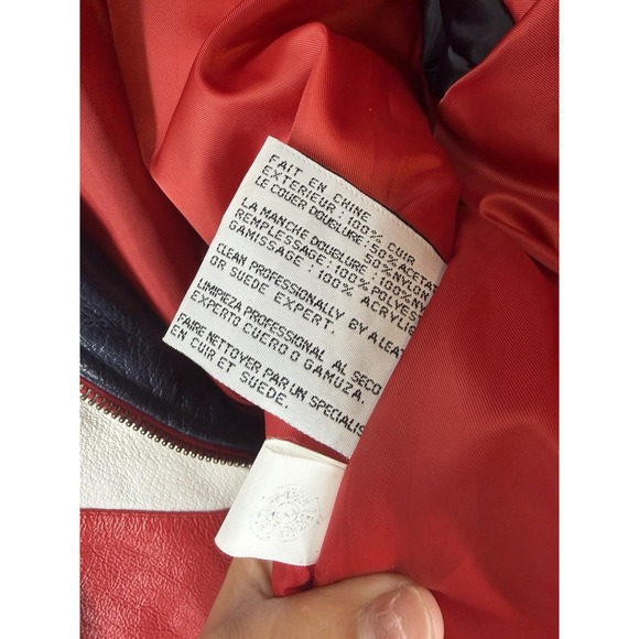 Michael Hoban WHERE MI Leather American Flag Bomber Style Jacket Men's S VTG 90s - Picture 4 of 16